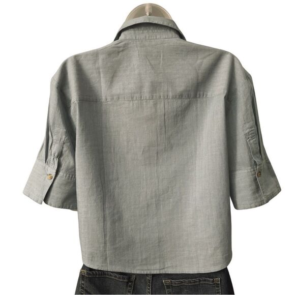 J.Crew Denim Button-Up Blouse- 0 - Picture 2 of 8